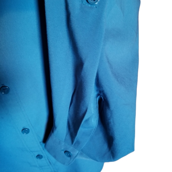 Roz & Ali Women's Button Down Blouse Bright Teal Plus Size 2X - Picture 5 of 7